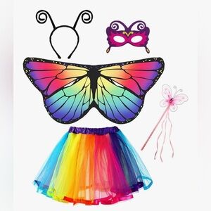 Rainbow Butterfly Kids Costume Set - Multicolor 3-8 years old